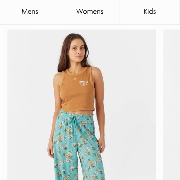 O'Neill Teal Floral Drawstring Wide Leg Flowy Pants - Picture 8 of 10